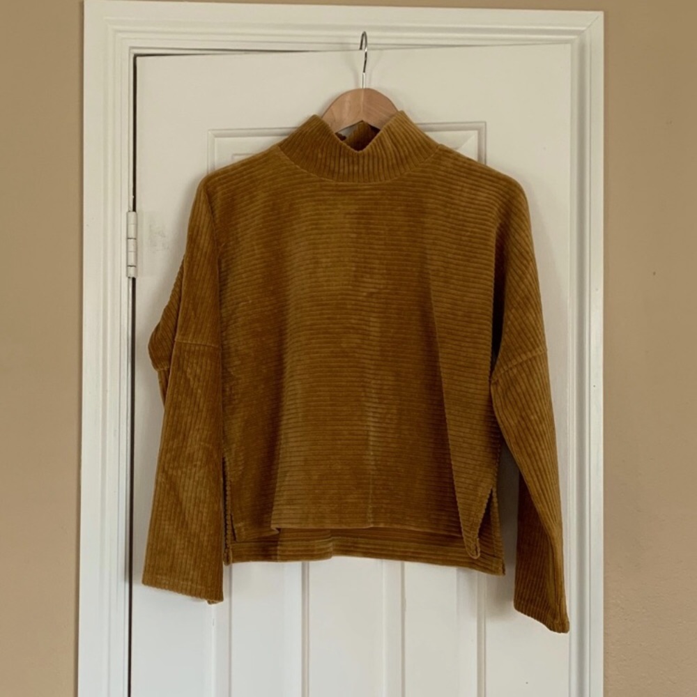 Mock Neck Corduroy Top